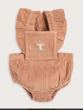 Chakra 100% organic cotton baby girl Woodland Ruffled Bodysuit, Brown NWT
